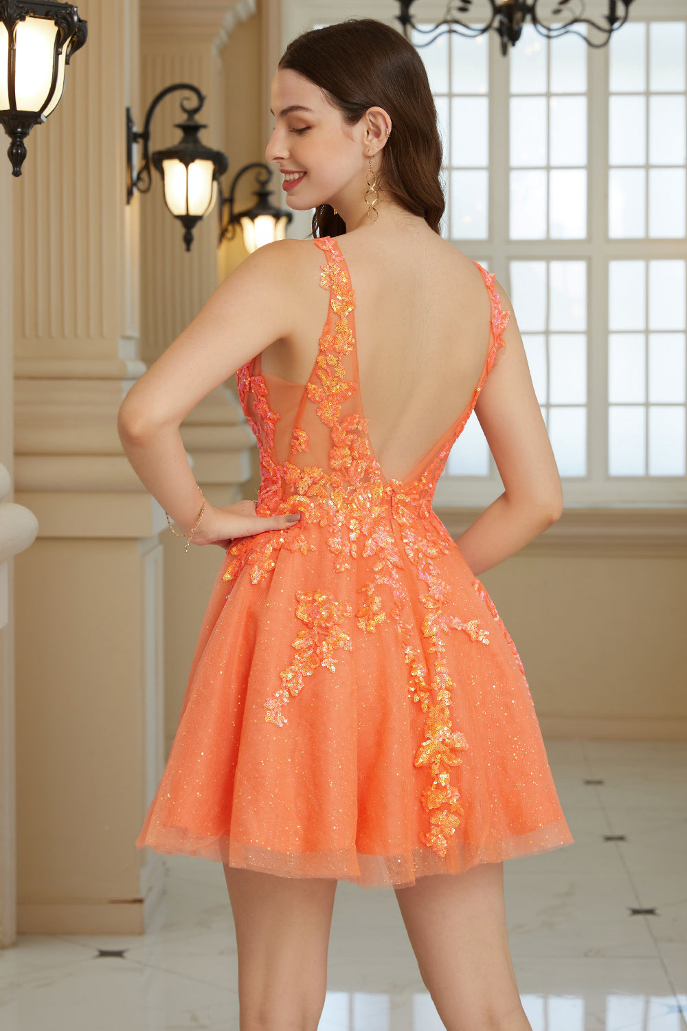 orange hoco dresses